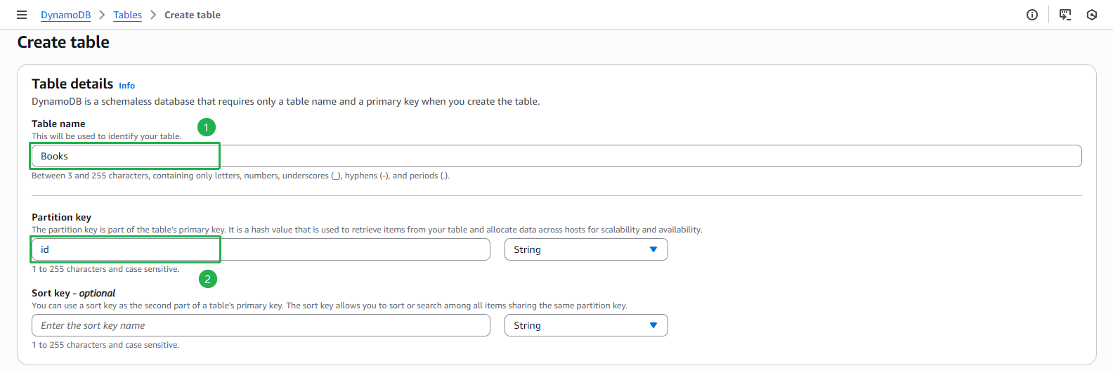 Configure table information