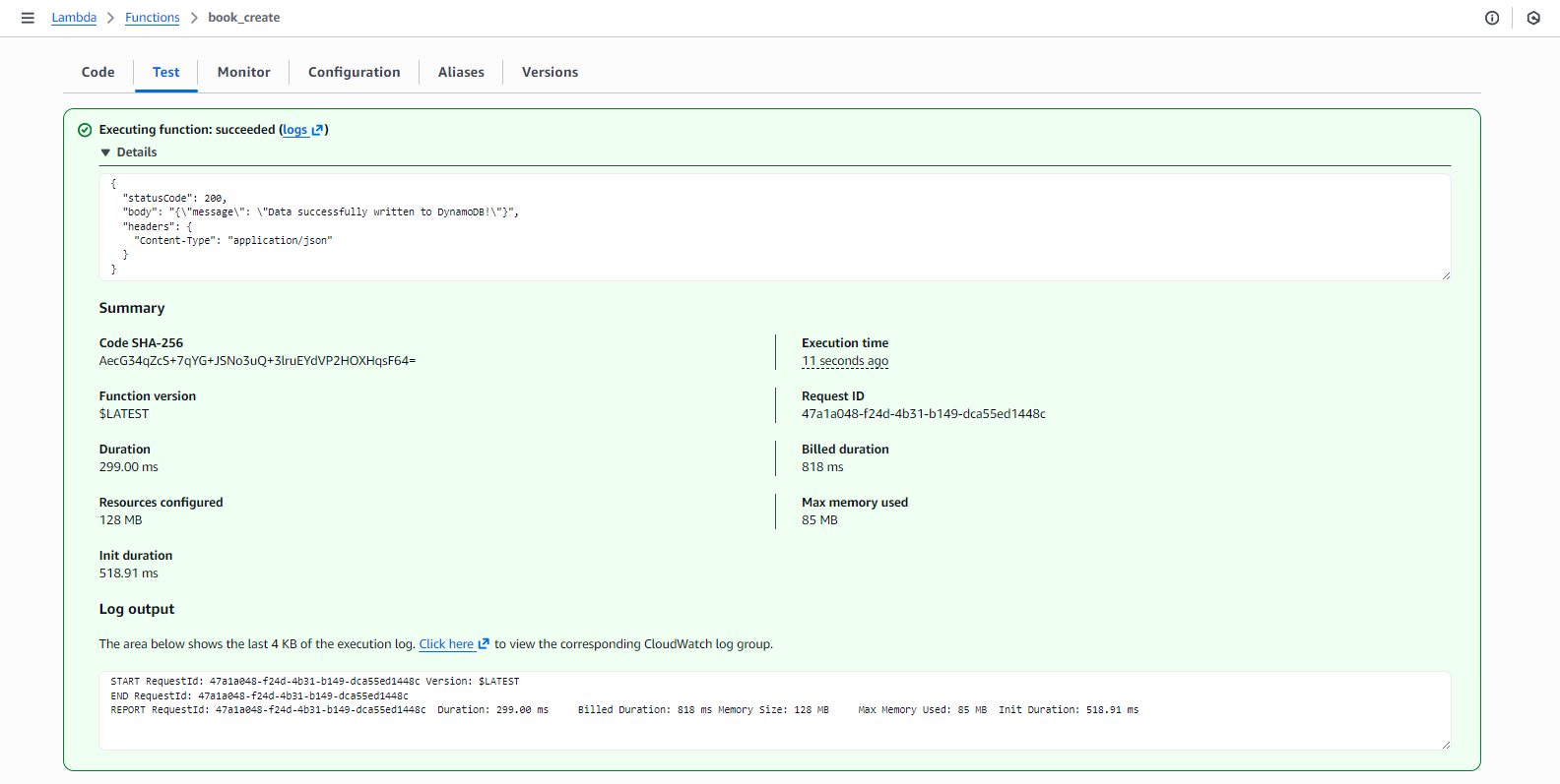 Test result