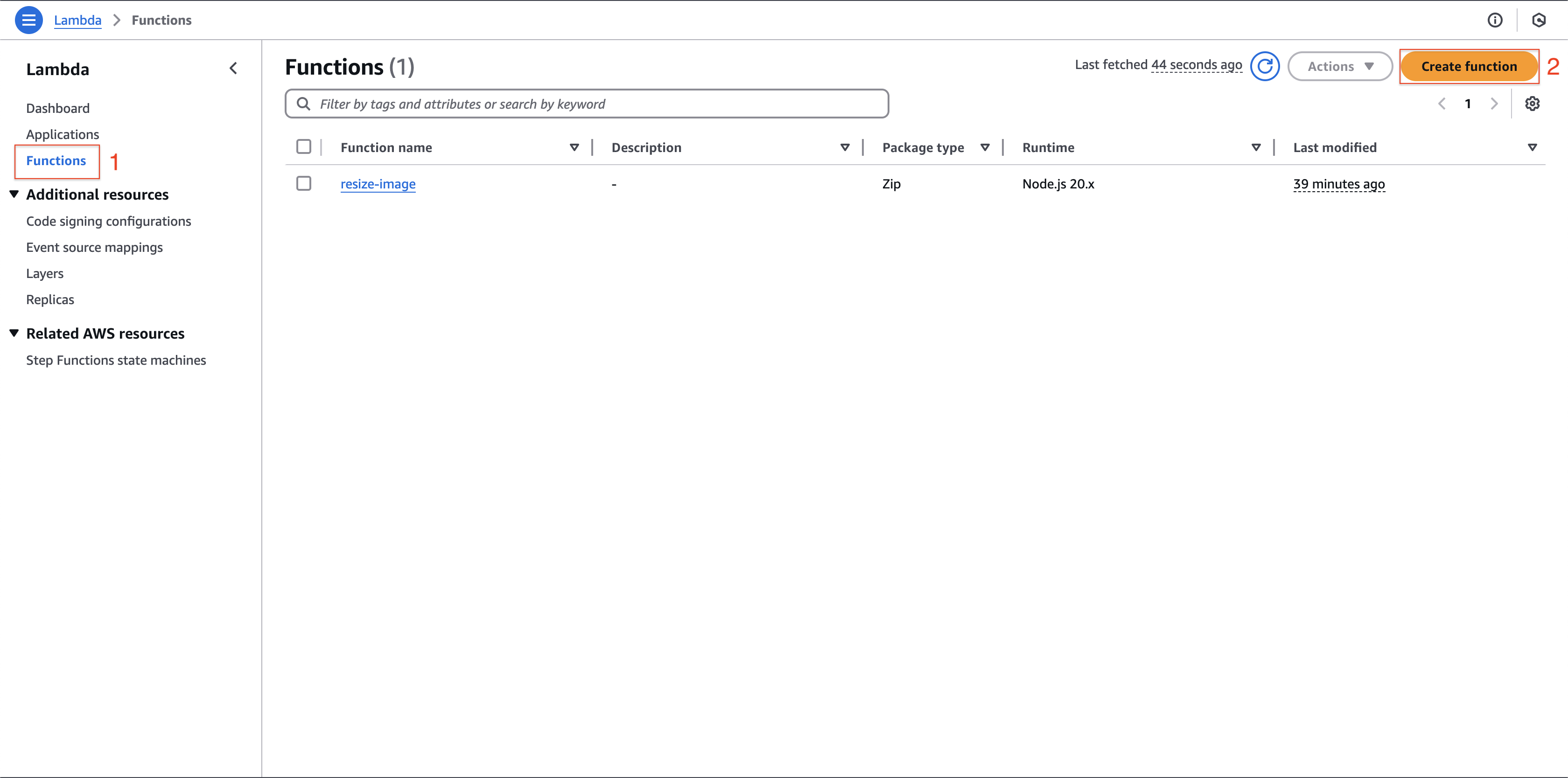 Lambda Console Navigation